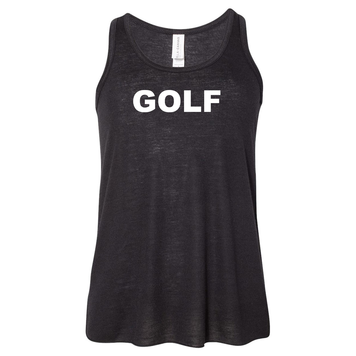 Golf Brand Logo Classic Youth Girls Flowy Racerback Tank Top Black (White Logo)