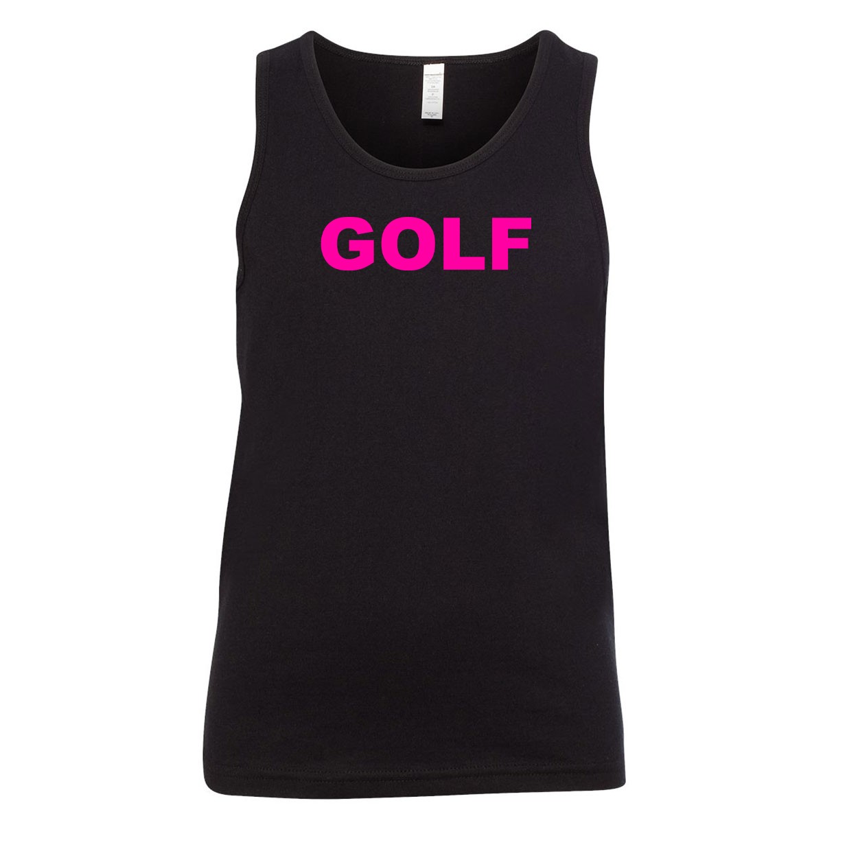 Golf Brand Logo Classic Youth Unisex Tank Top Black (Pink Logo)
