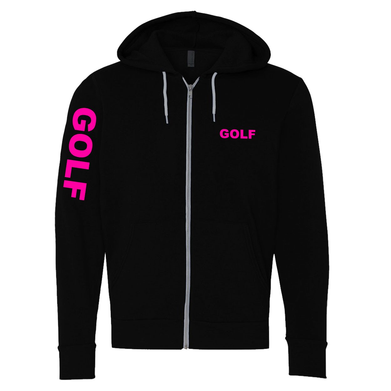 Golf Brand Logo Classic Zip Sweatshirt Black (Pink Logo)