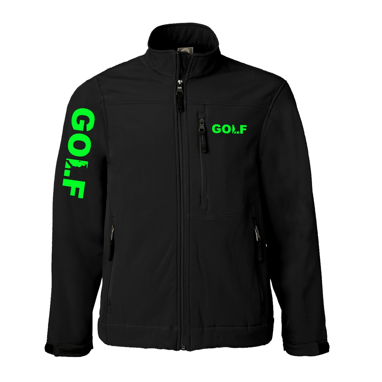 Golf Swing Logo Classic Soft Shell Weatherproof Jacket (Green Logo)