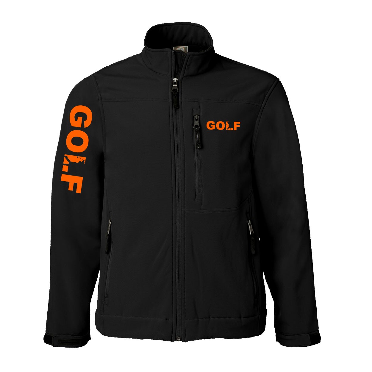 Golf Swing Logo Classic Soft Shell Weatherproof Jacket (Orange Logo)