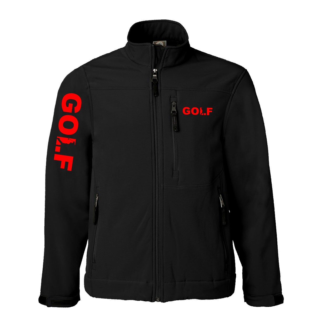 Golf Swing Logo Classic Soft Shell Weatherproof Jacket (Red Logo)