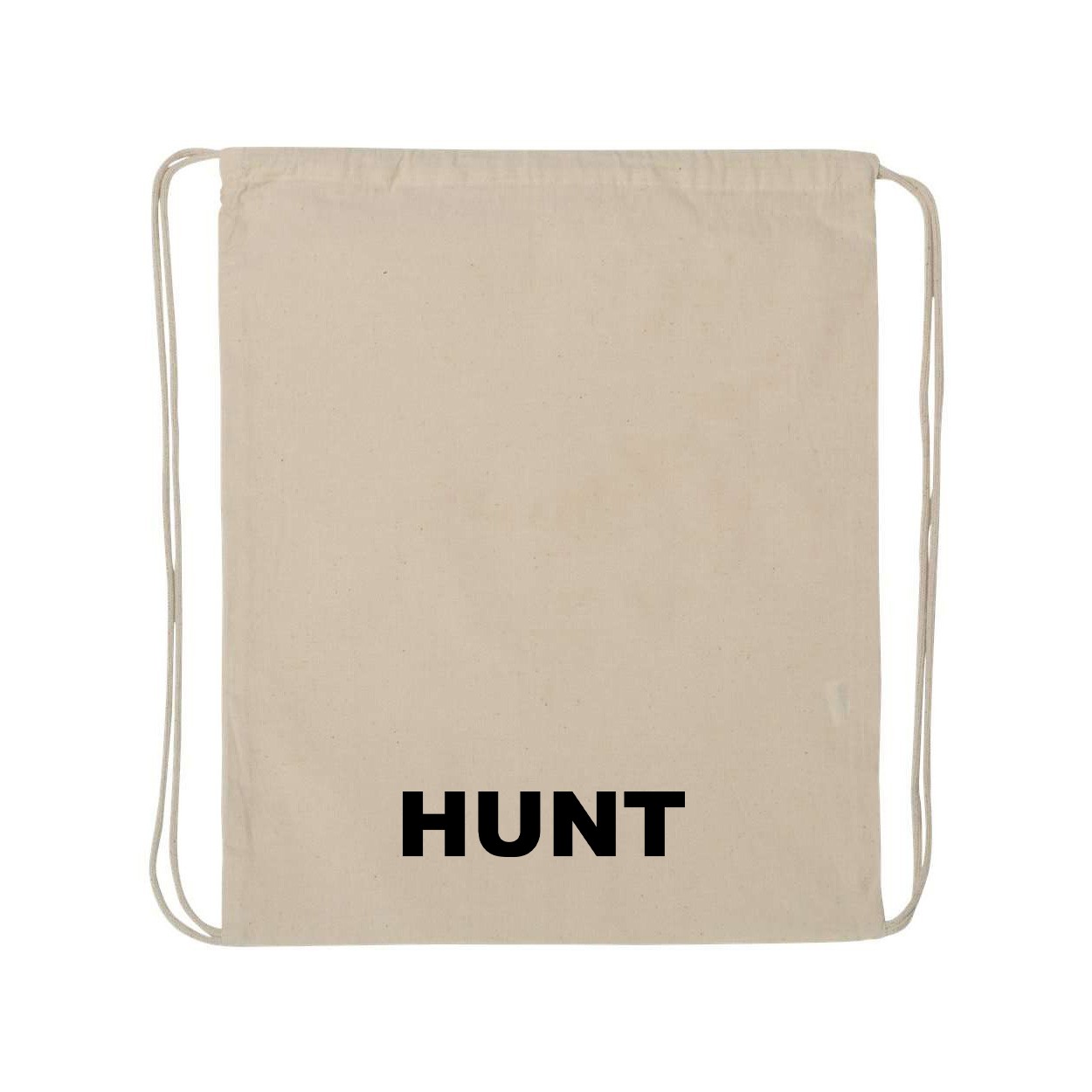 Hunt Brand Logo Classic Drawstring Sport Pack Bag/Cinch Sack Natural (Black Logo)