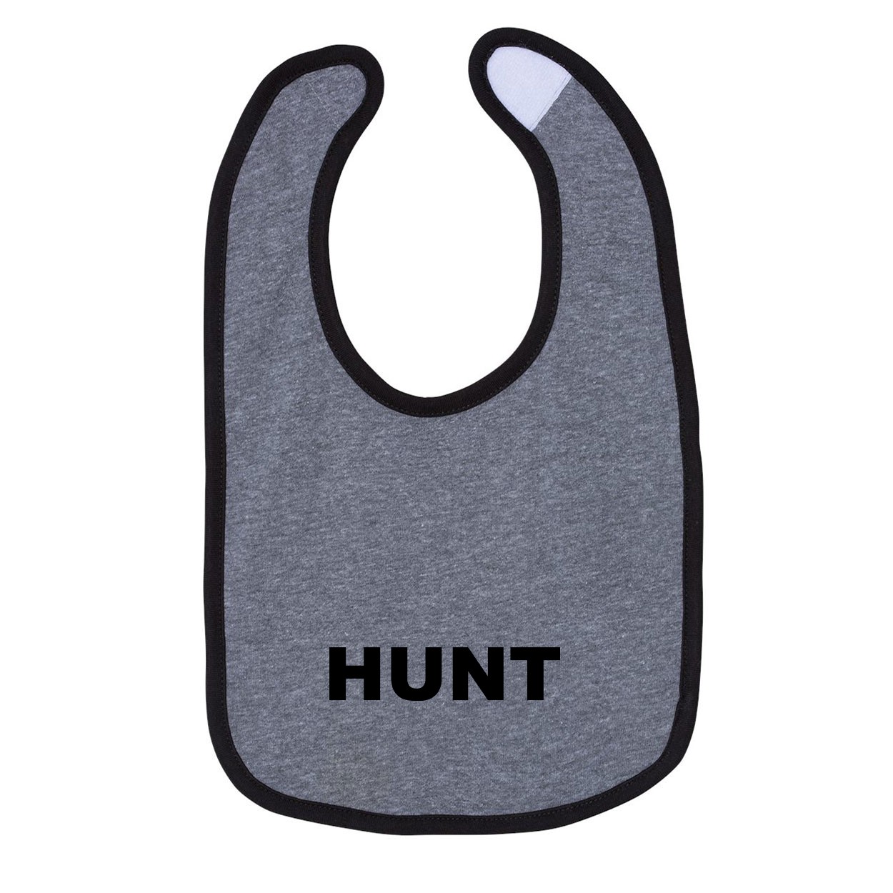 Hunt Brand Logo Classic Infant Baby Bib Heather Gray/Black (Black Logo)