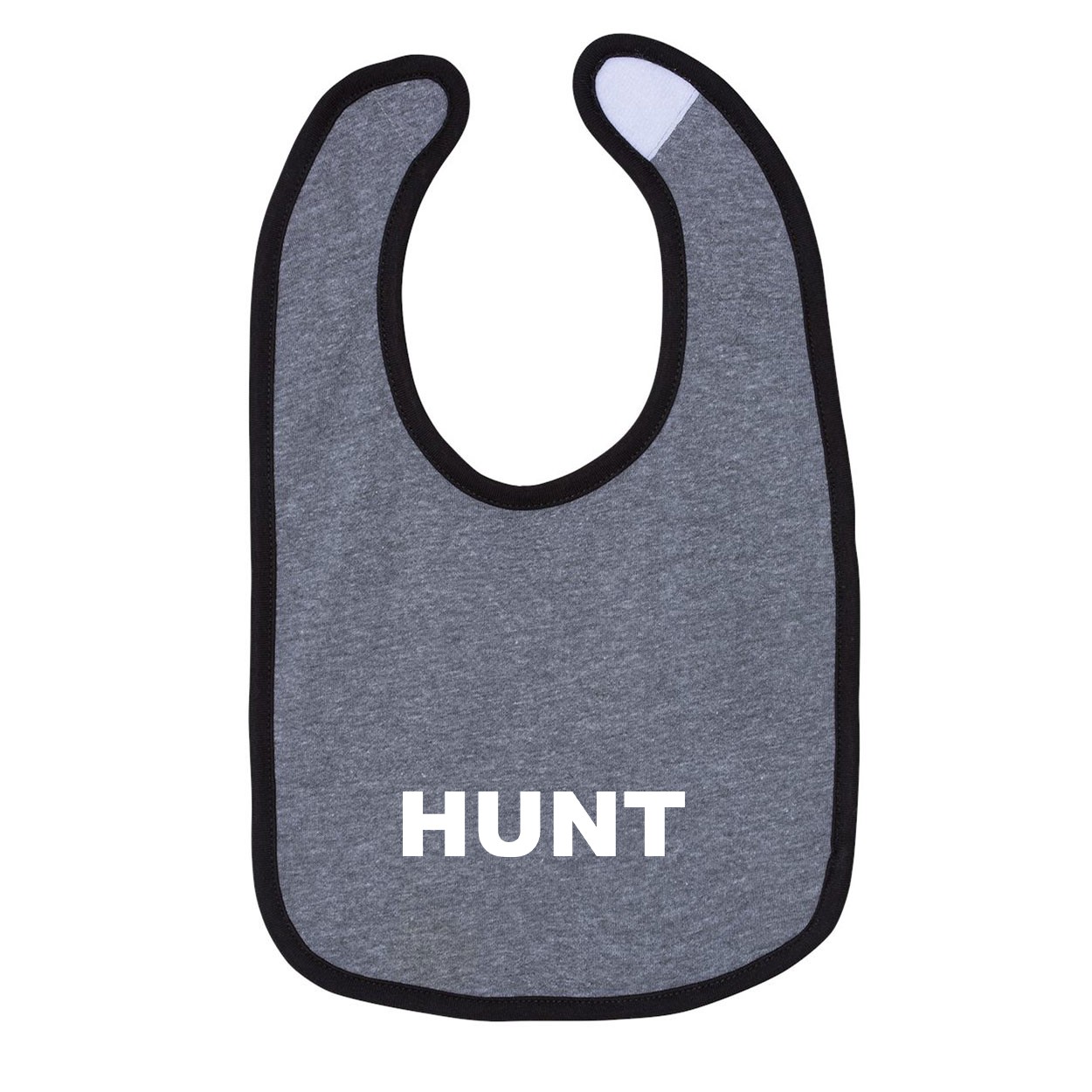 Hunt Brand Logo Classic Infant Baby Bib Heather Gray/Black (White Logo)