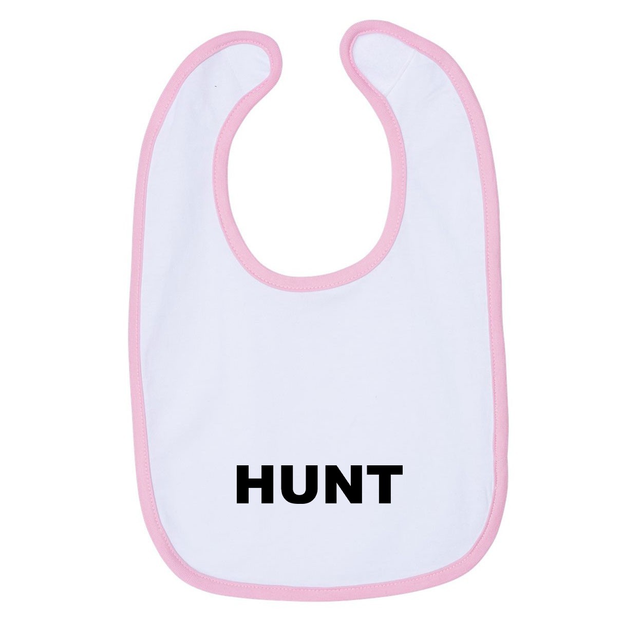Hunt Brand Logo Classic Infant Baby Bib White/Pink (Black Logo)