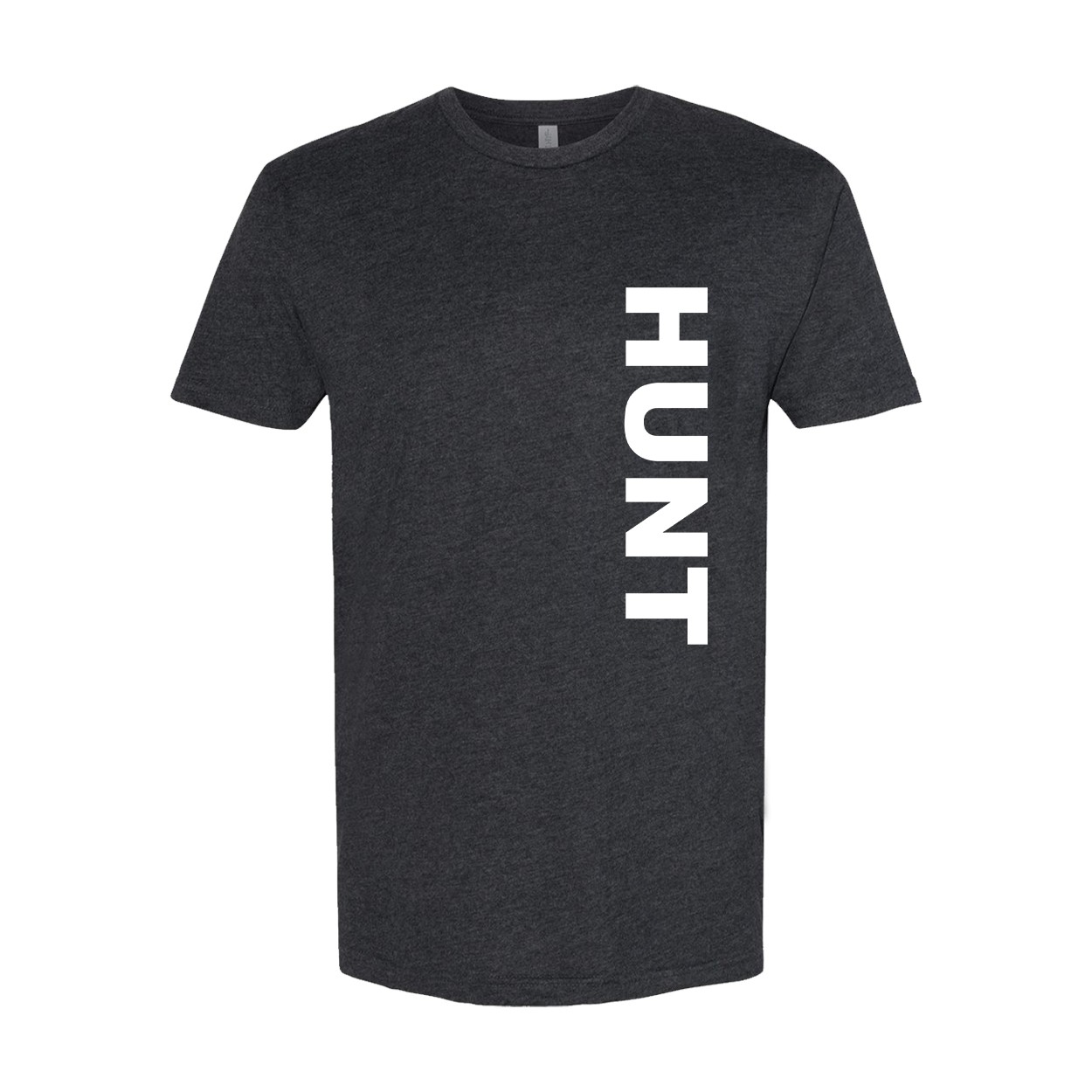 Hunt Brand Logo Classic Sueded Vertical T-Shirt Heather Charcoal (White Logo)