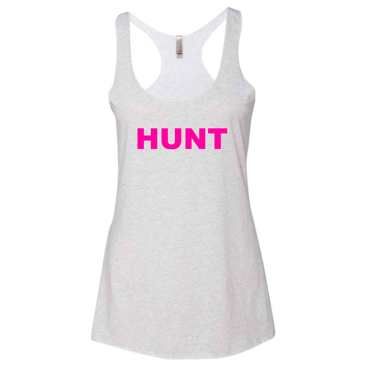 Hunt Brand Logo Classic Women's Ultra Thin Tank Top Heather White (Pink Logo)