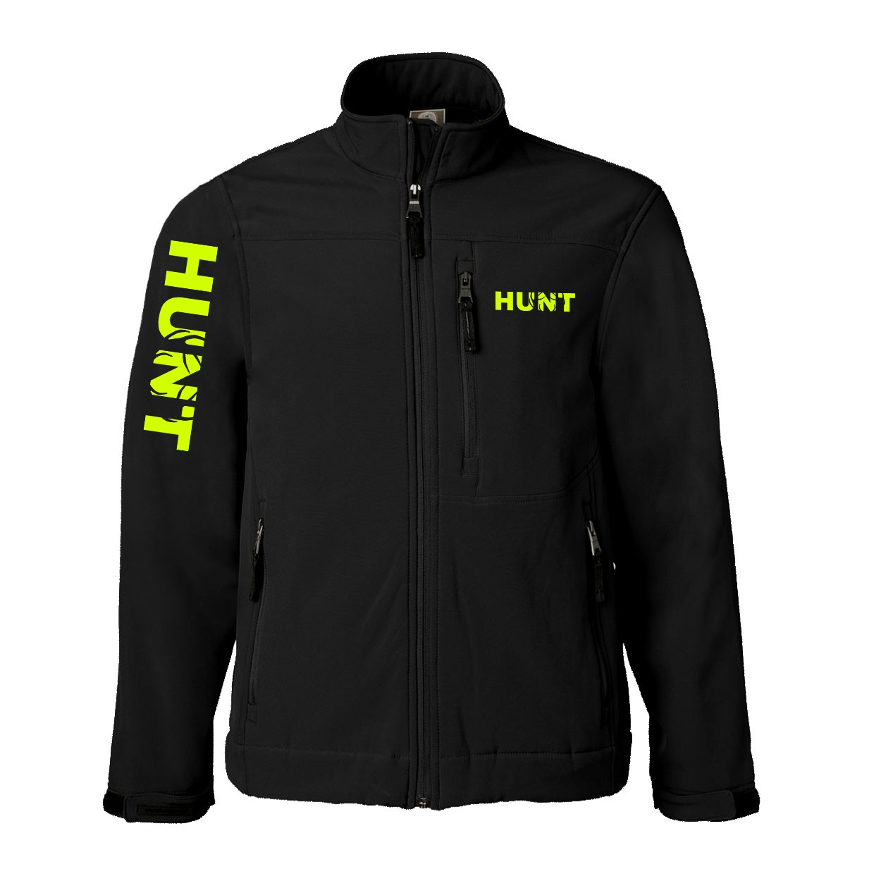 Hunt Rack Logo Classic Soft Shell Weatherproof Jacket (Hi-Vis Logo)