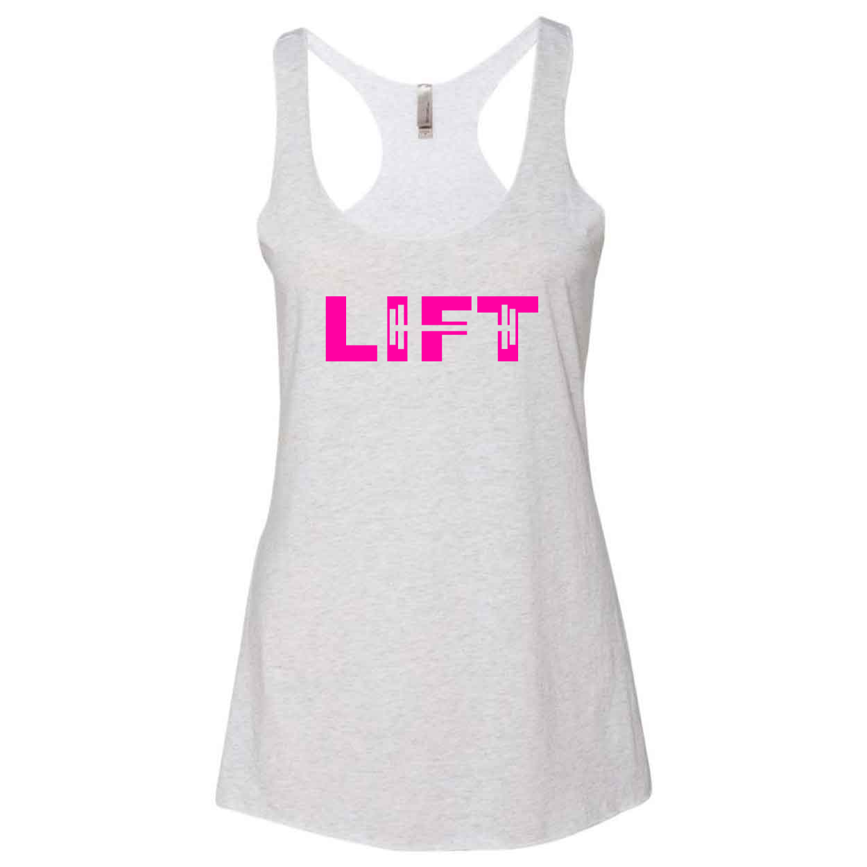 Lift Barbell Logo Classic Women's Ultra Thin Tank Top Heather White (Pink Logo)