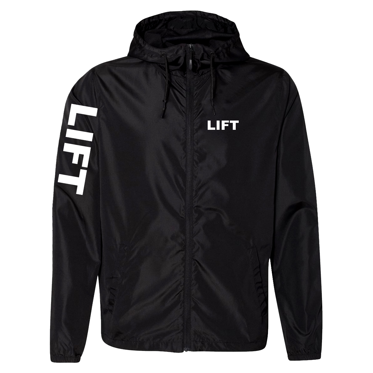 Lift Brand Logo Classic Lightweight Windbreaker Black (White Logo)