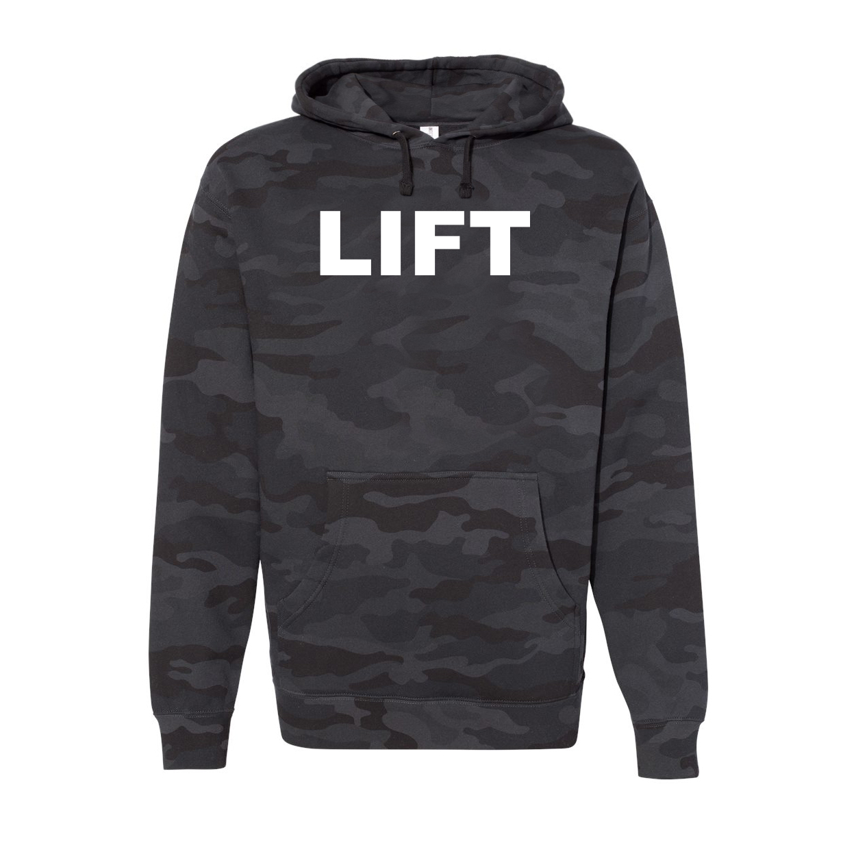 Lift Brand Logo Classic Unisex Hooded Sweatshirt Black Camo