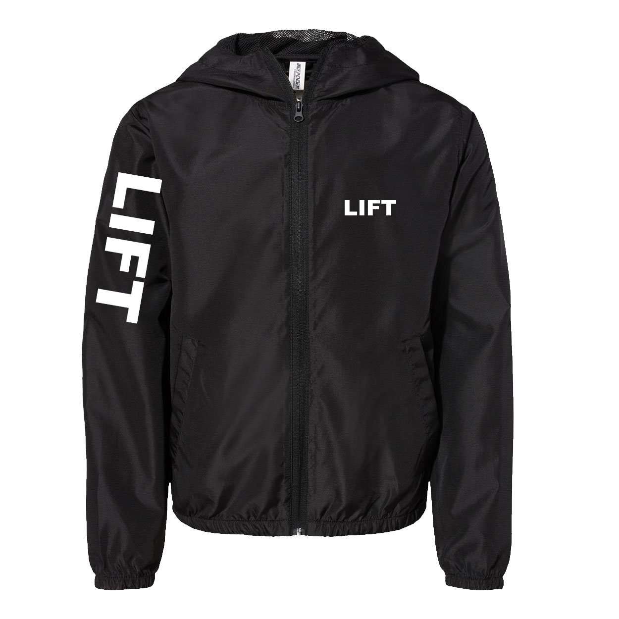 Lift Brand Logo Classic Youth Lightweight Windbreaker Black