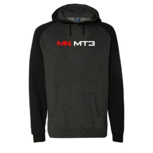 MN MTB Trail Support Classic Raglan Hooded Pullover Sweatshirt Charcoal/Heather Black