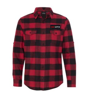MN MTB Trail Support Night Out Rectangle Woven Patch Flannel Shirt Long Sleeve Red/Black Buffalo