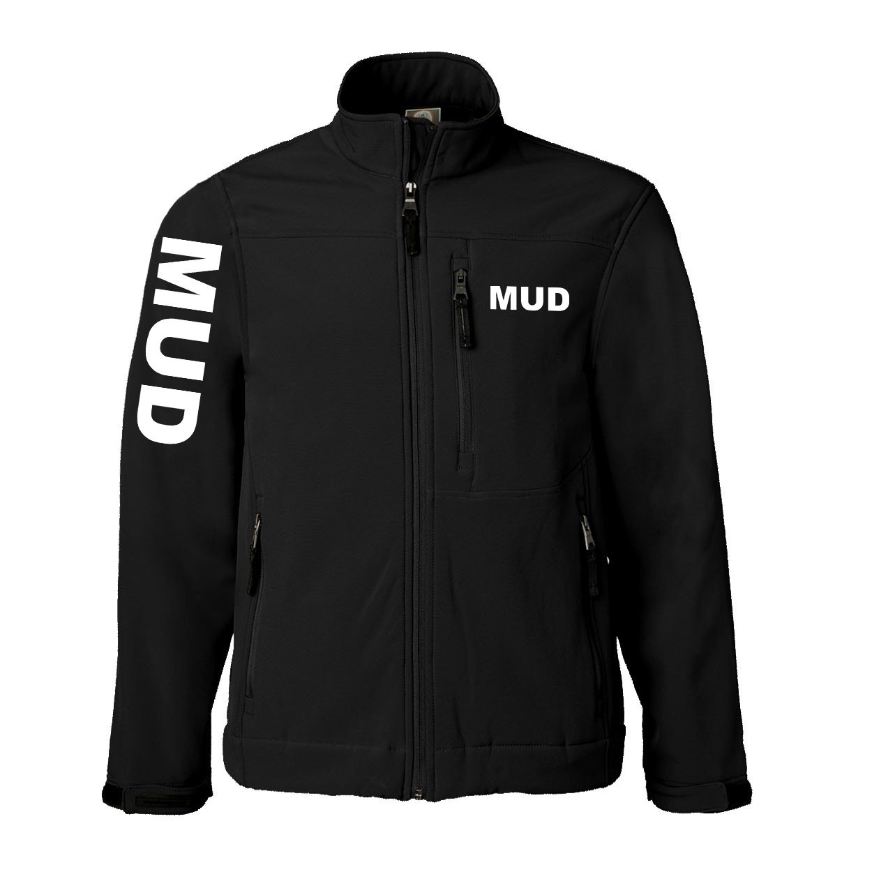 Mud Brand Logo Classic Soft Shell Weatherproof Jacket (White Logo)