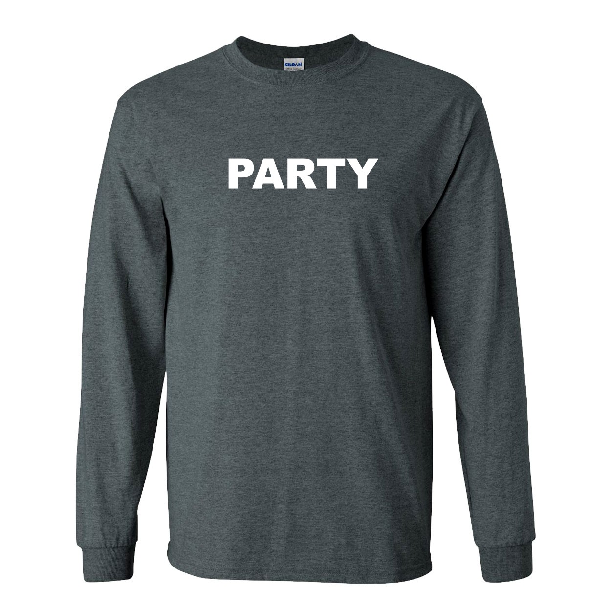 Party Brand Logo Classic Long Sleeve T-Shirt Dark Heather Gray (White Logo)