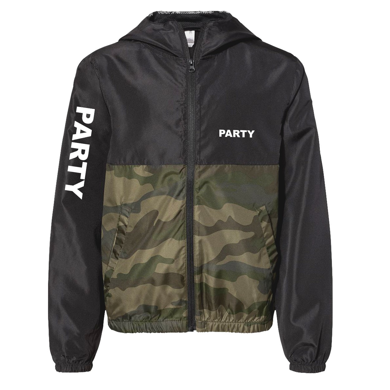 Party Brand Logo Classic Youth Lightweight Windbreaker Black/Forest Camo