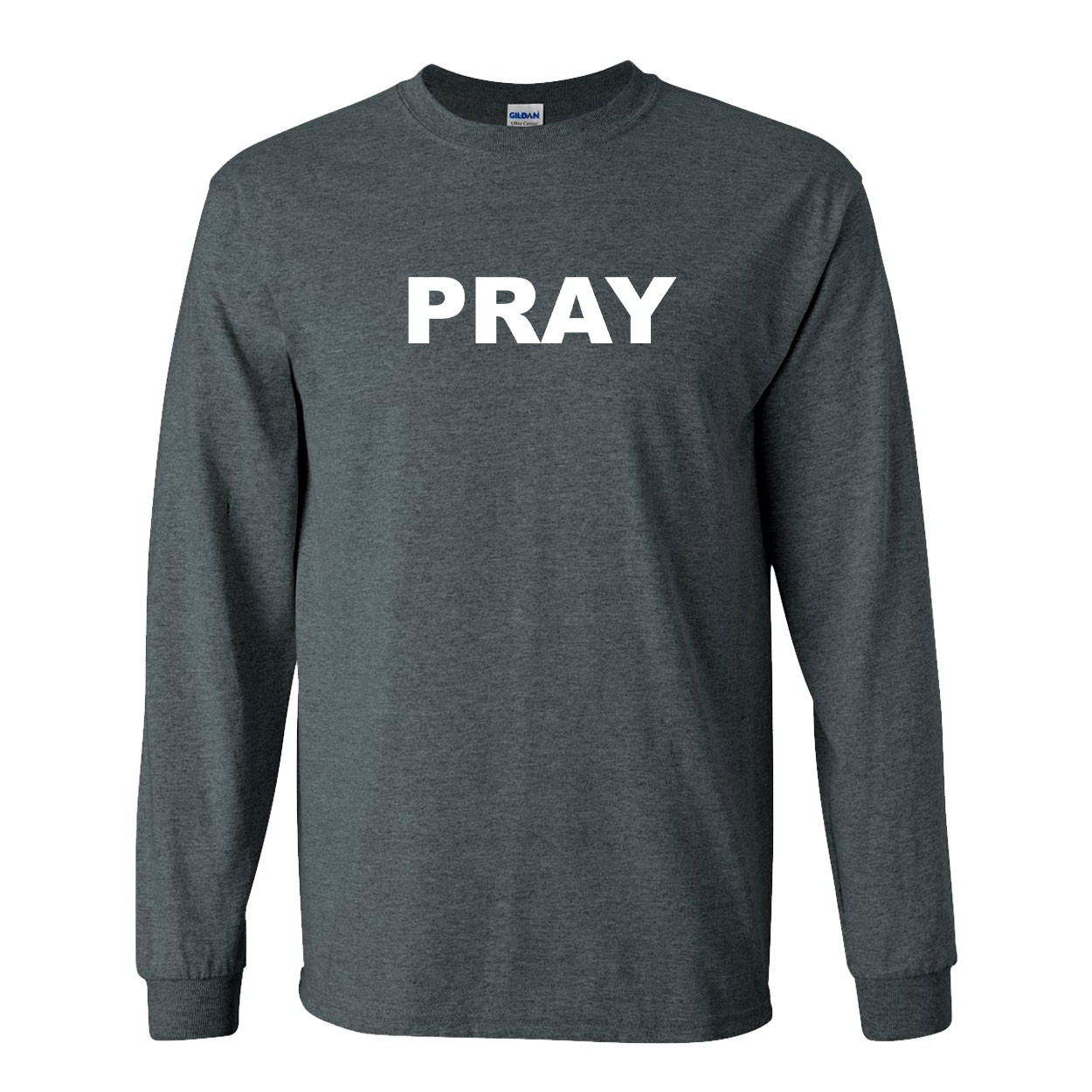 Pray Brand Logo Classic Long Sleeve T-Shirt Dark Heather Gray