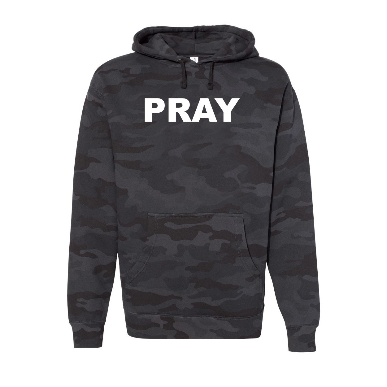 Pray Brand Logo Classic Unisex Hooded Sweatshirt Black Camo