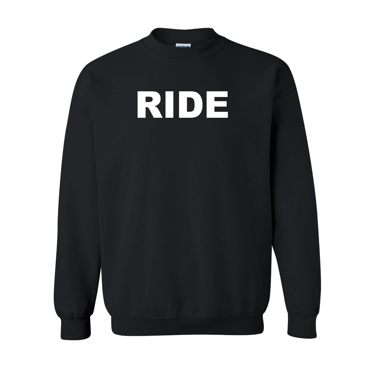 Ride Brand Logo Classic Crewneck Sweatshirt Black (White Logo)