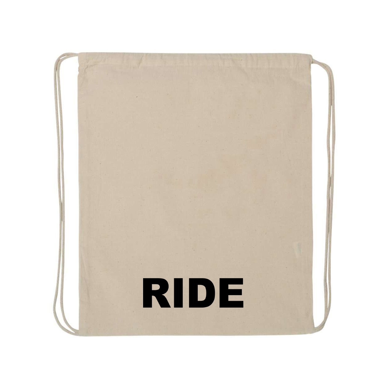 Ride Brand Logo Classic Drawstring Sport Pack Bag/Cinch Sack Natural (Black Logo)