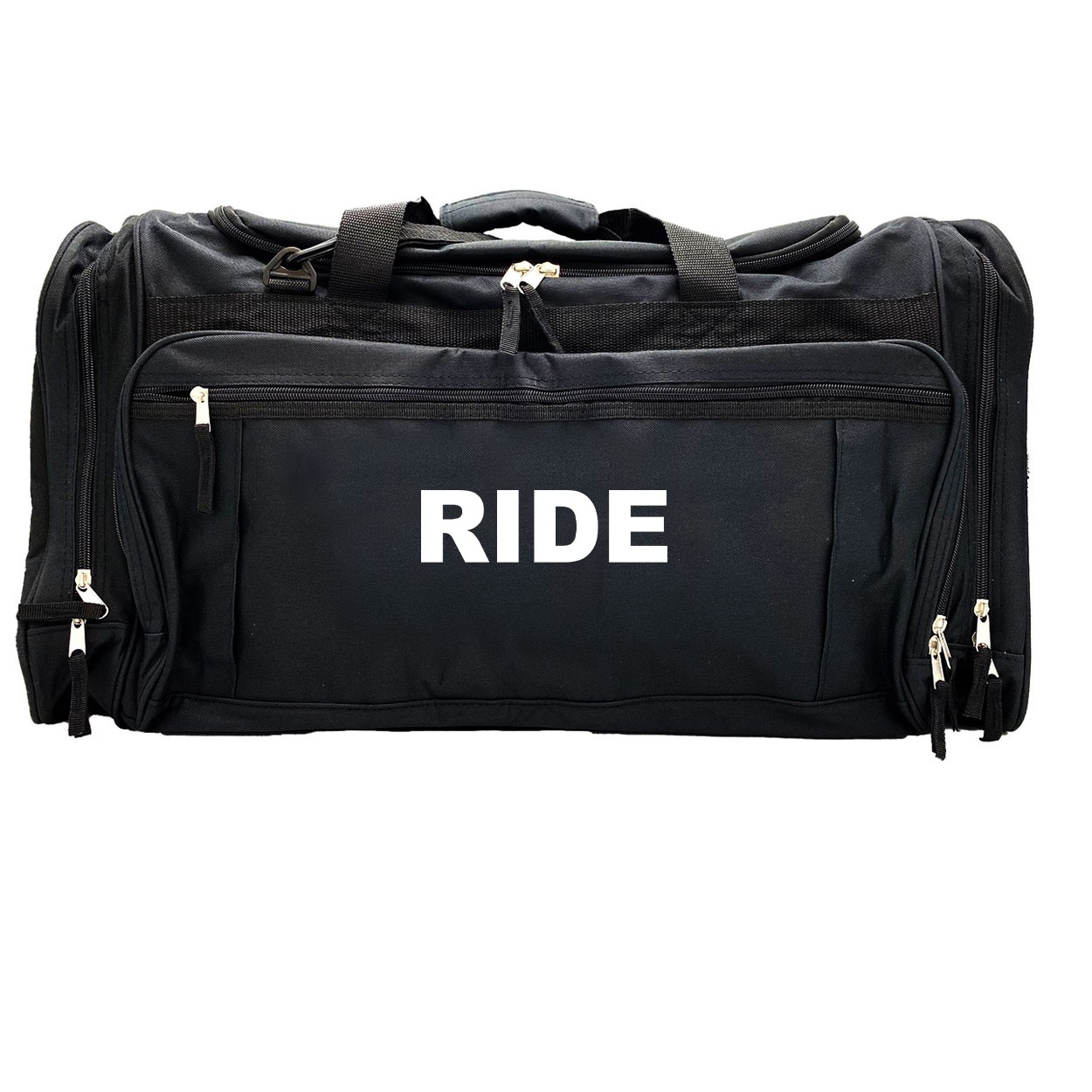 Ride Brand Logo Classic Explorer Large Duffel Bag Black (White Logo)