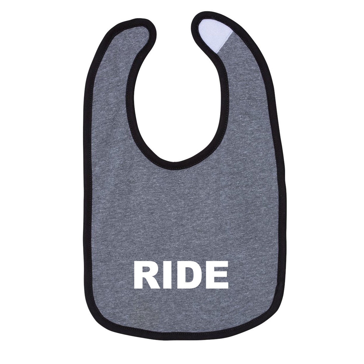 Ride Brand Logo Classic Infant Baby Bib Heather Gray/Black (White Logo)