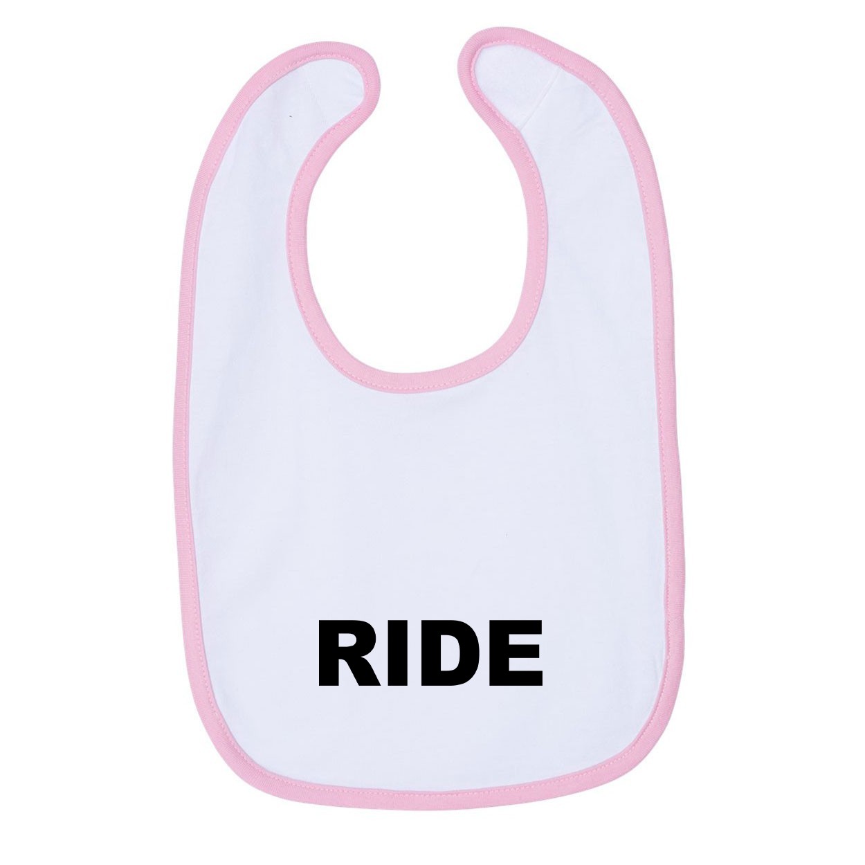 Ride Brand Logo Classic Infant Baby Bib White/Pink (Black Logo)