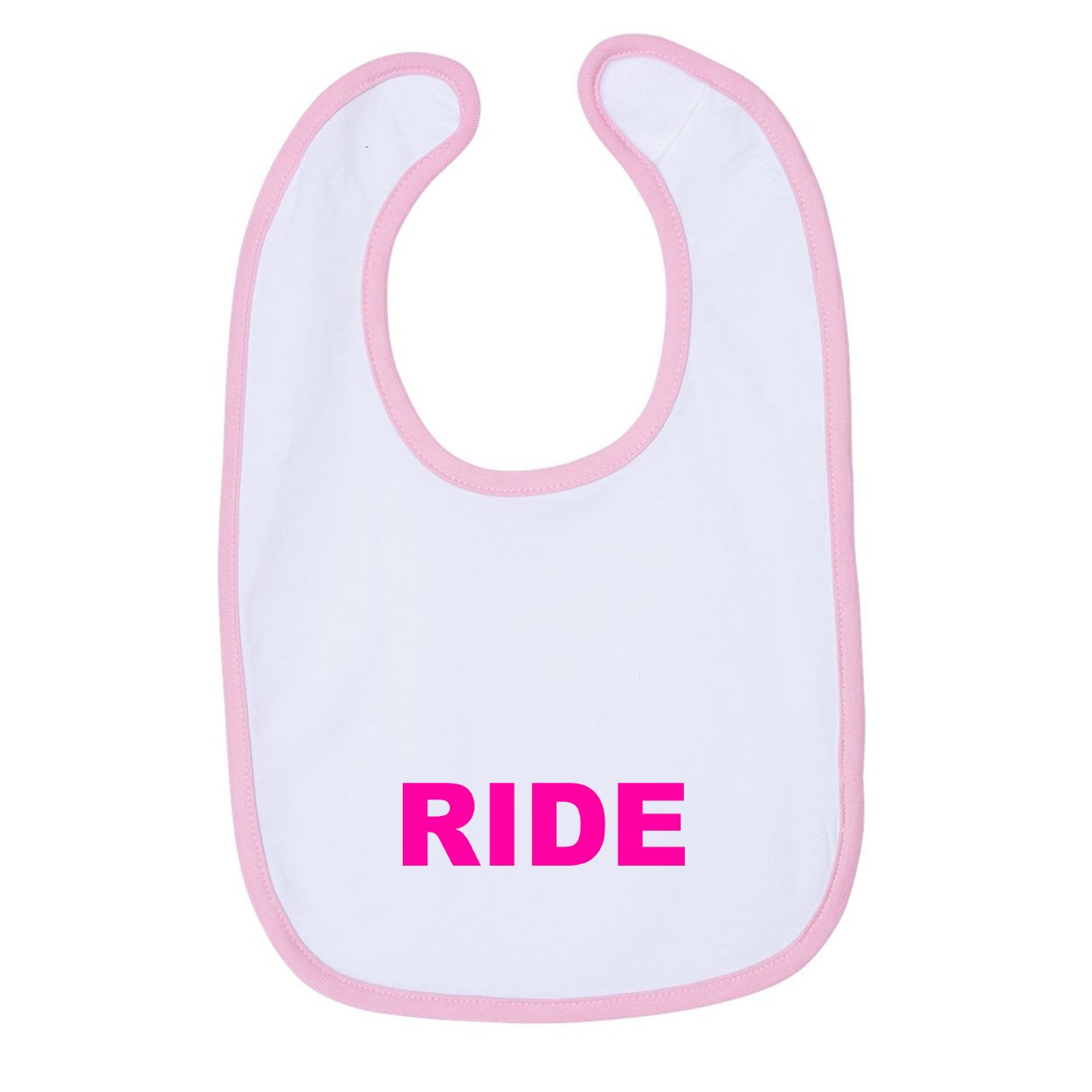 Ride Brand Logo Classic Infant Baby Bib White/Pink (Pink Logo)