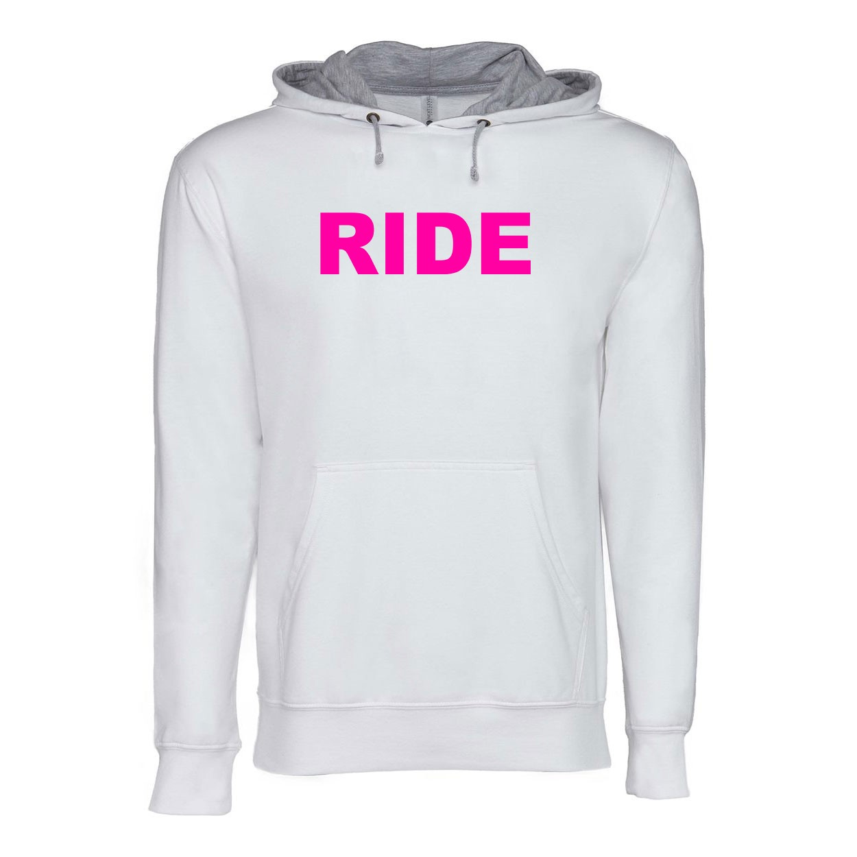 Ride Brand Logo Classic Lightweight Sweatshirt White/Heather Gray (Pink Logo)