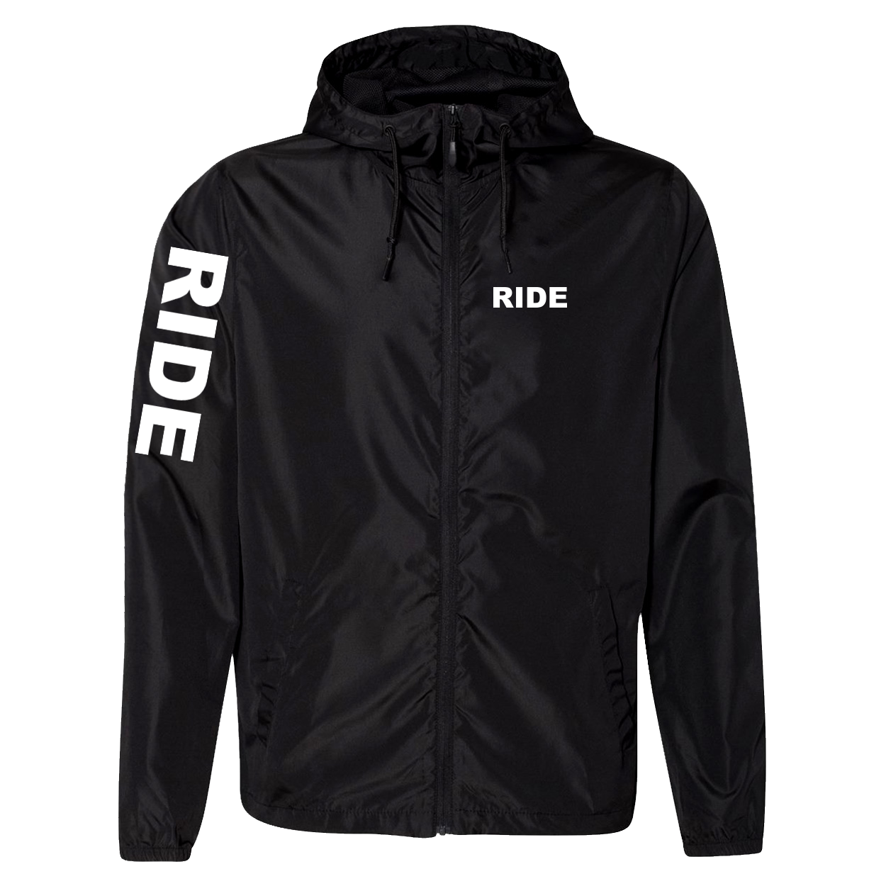 Ride Brand Logo Classic Lightweight Windbreaker Black (White Logo)