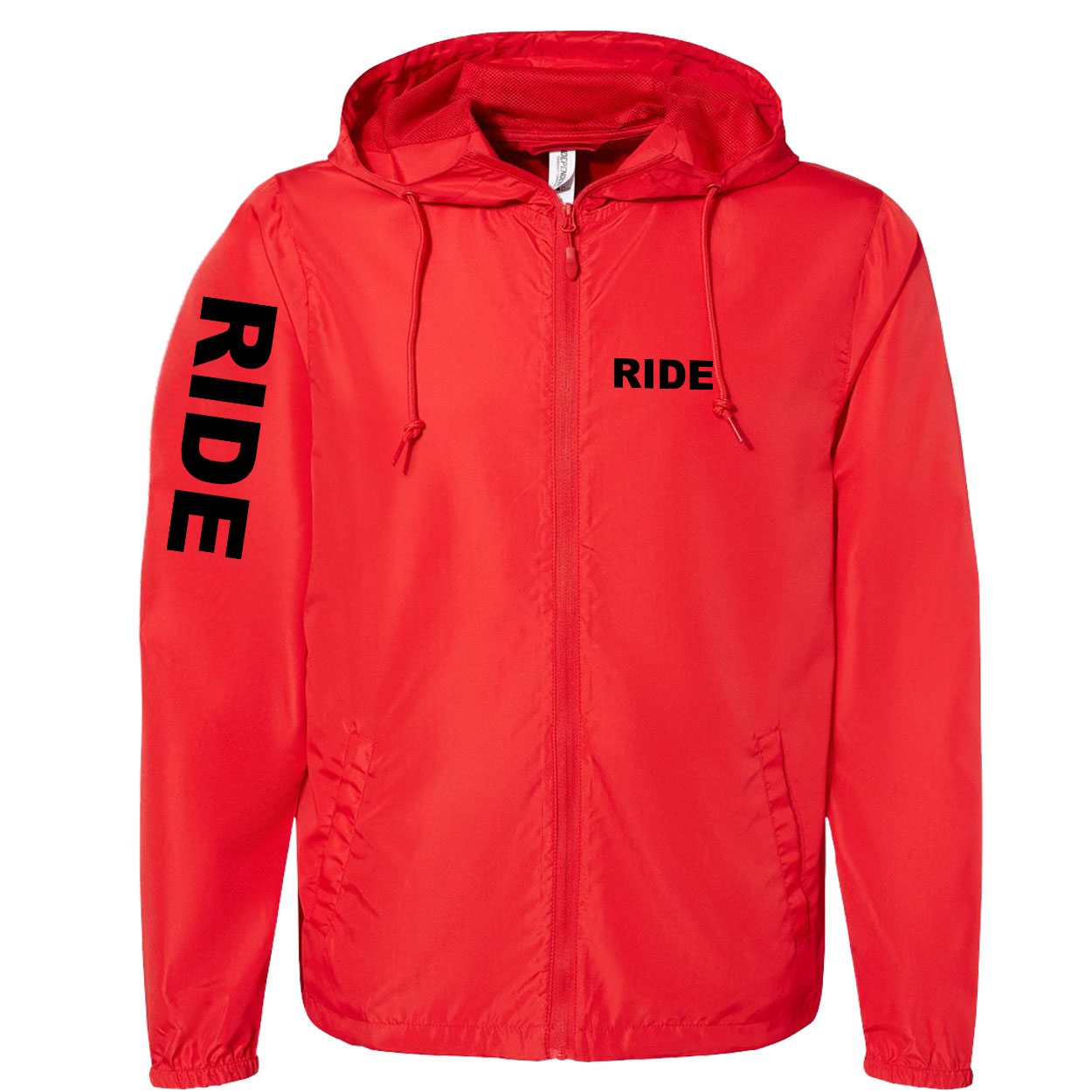 Ride Brand Logo Classic Lightweight Windbreaker Red (Black Logo)