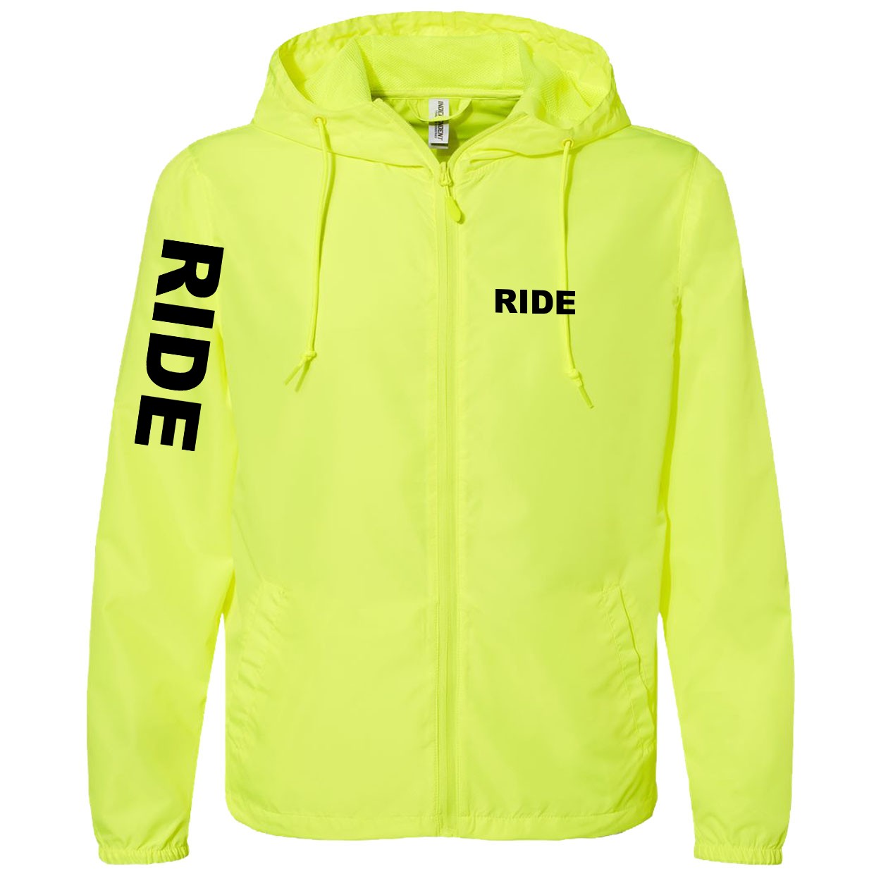 Ride Brand Logo Classic Lightweight Windbreaker Safety Yellow (Black Logo)