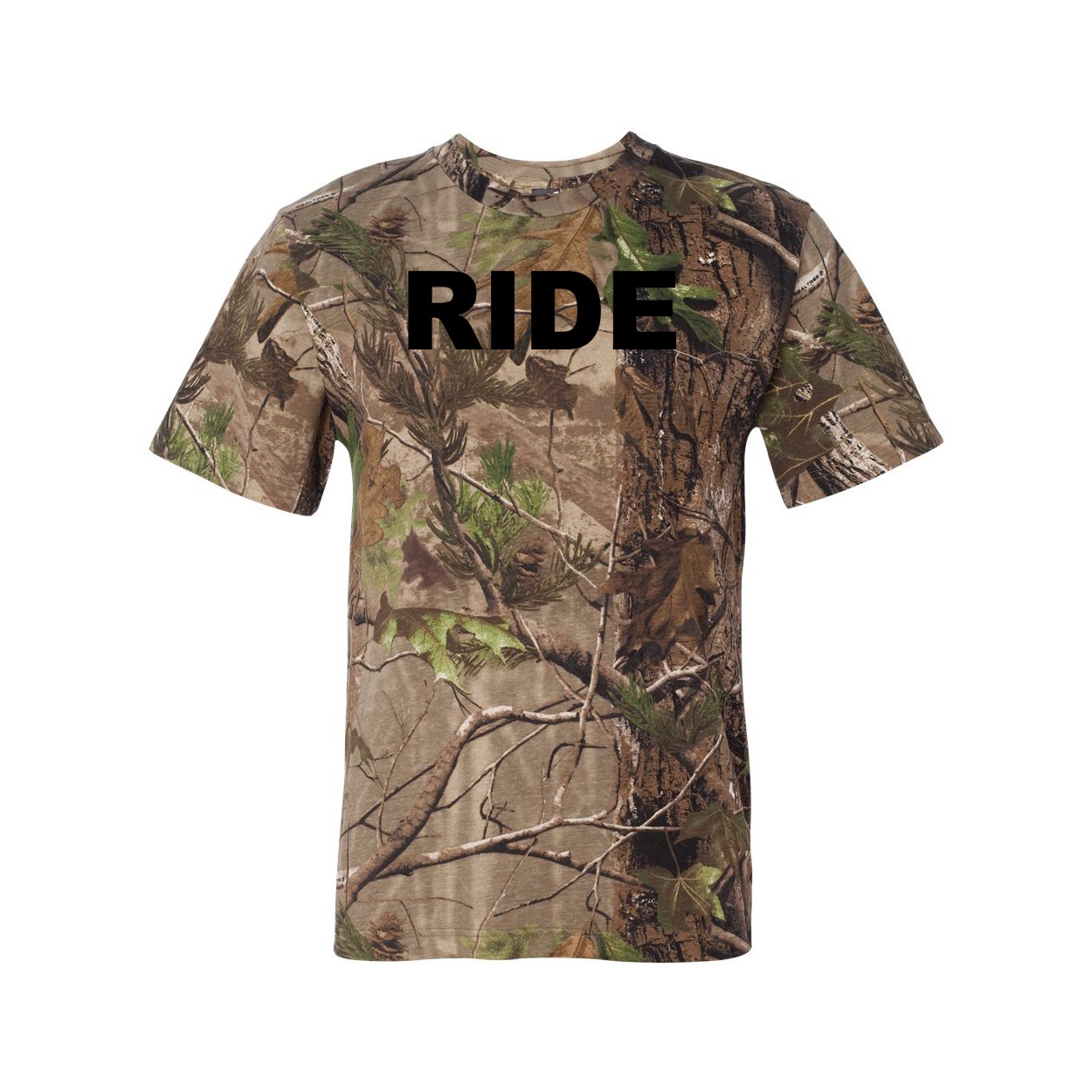 Ride Brand Logo Classic Premium T-Shirt RealTree Camo (Black Logo)