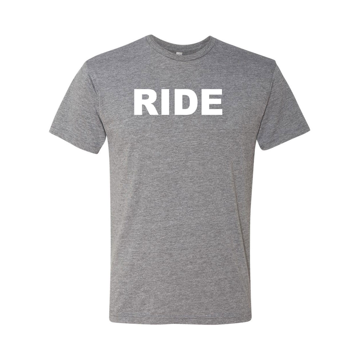 Ride Brand Logo Classic Premium Tri-Blend T-Shirt Heather Sport Gray (White Logo)