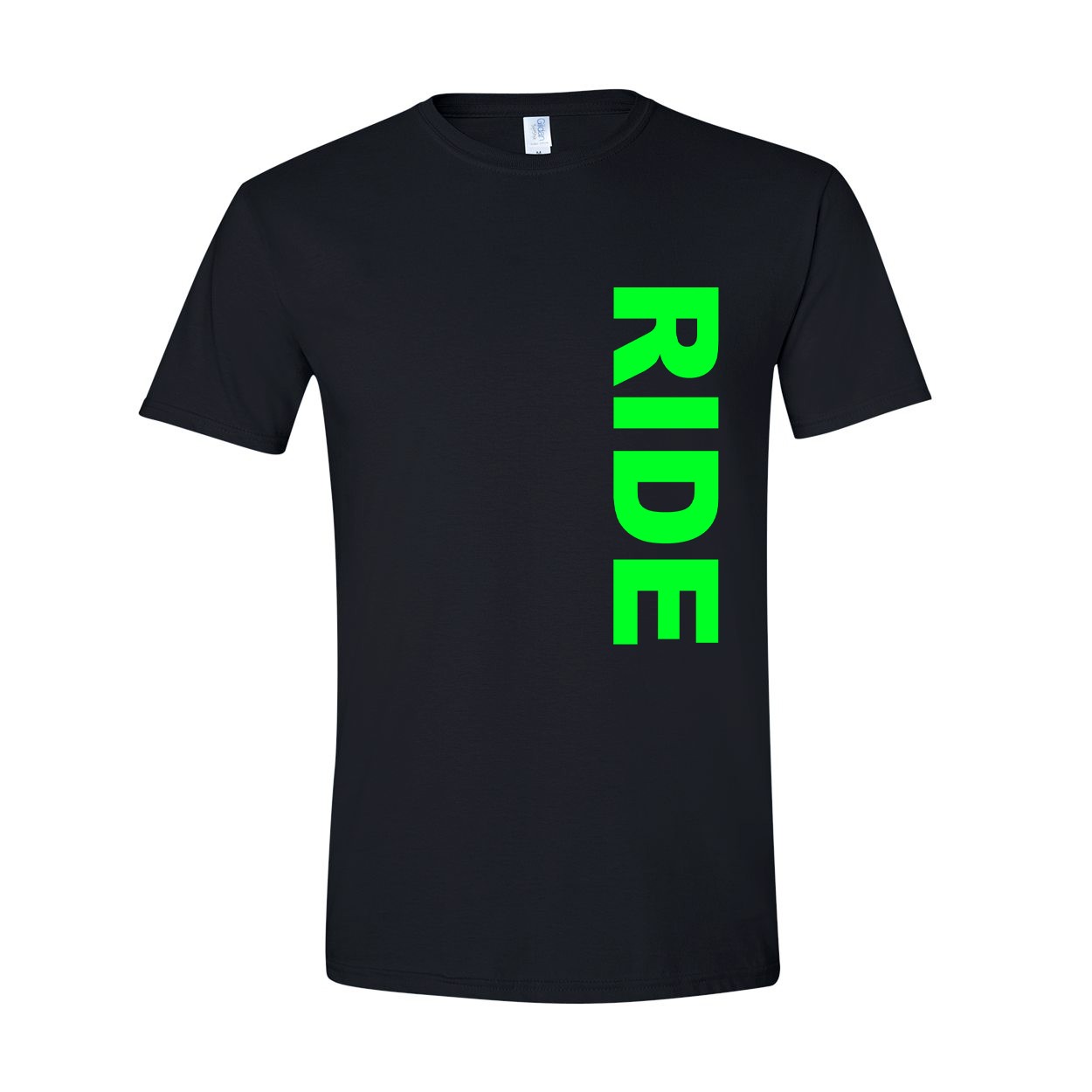 Ride Brand Logo Classic Vertical T-Shirt Black (Green Logo)