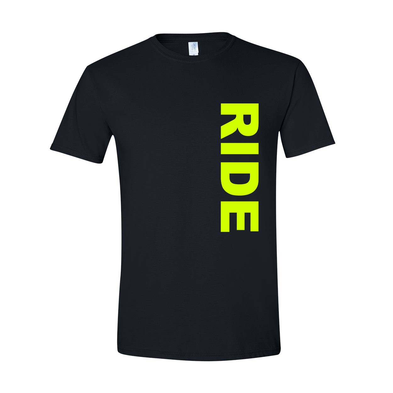 Ride Brand Logo Classic Vertical T-Shirt Black (Hi-Vis Logo)