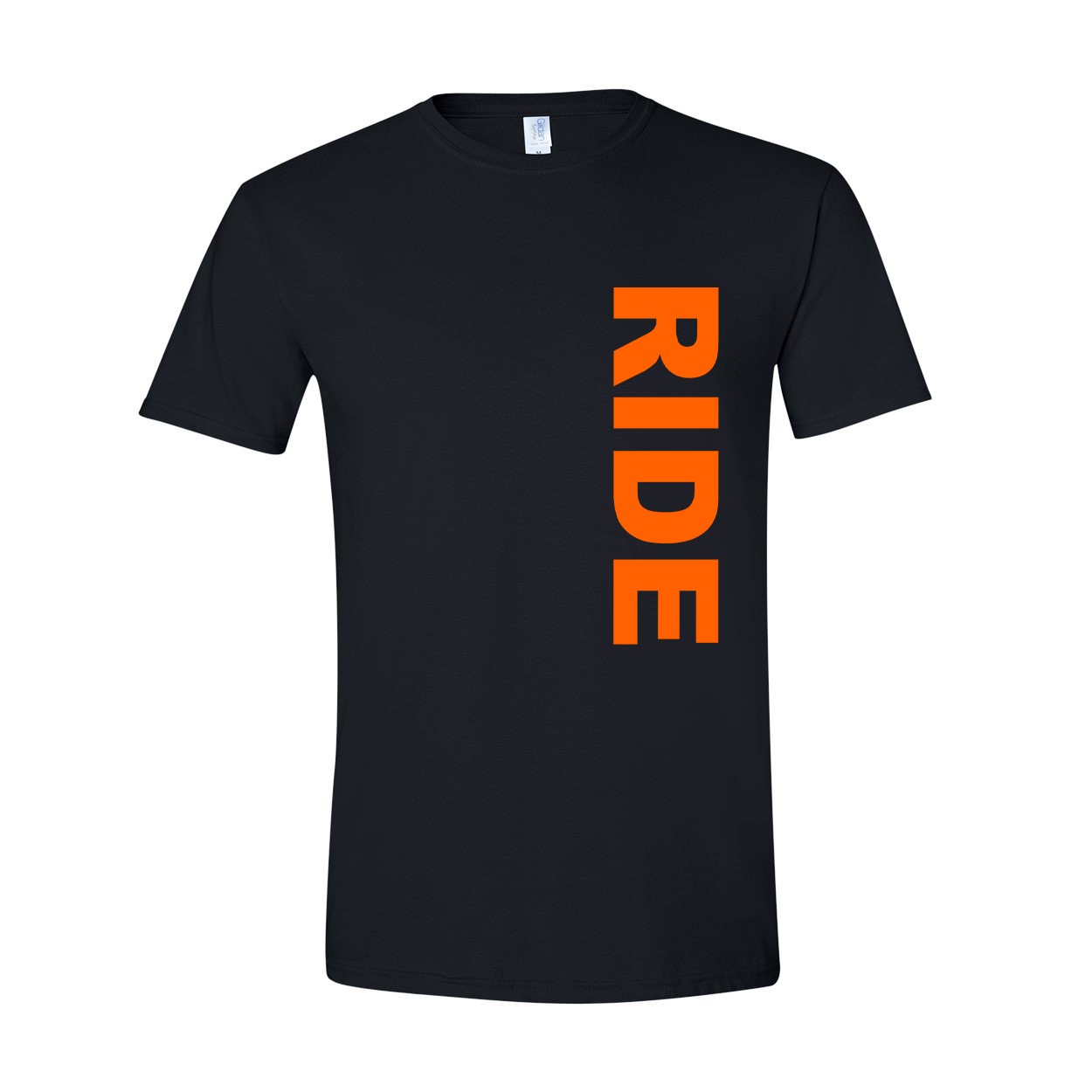 Ride Brand Logo Classic Vertical T-Shirt Black (Orange Logo)