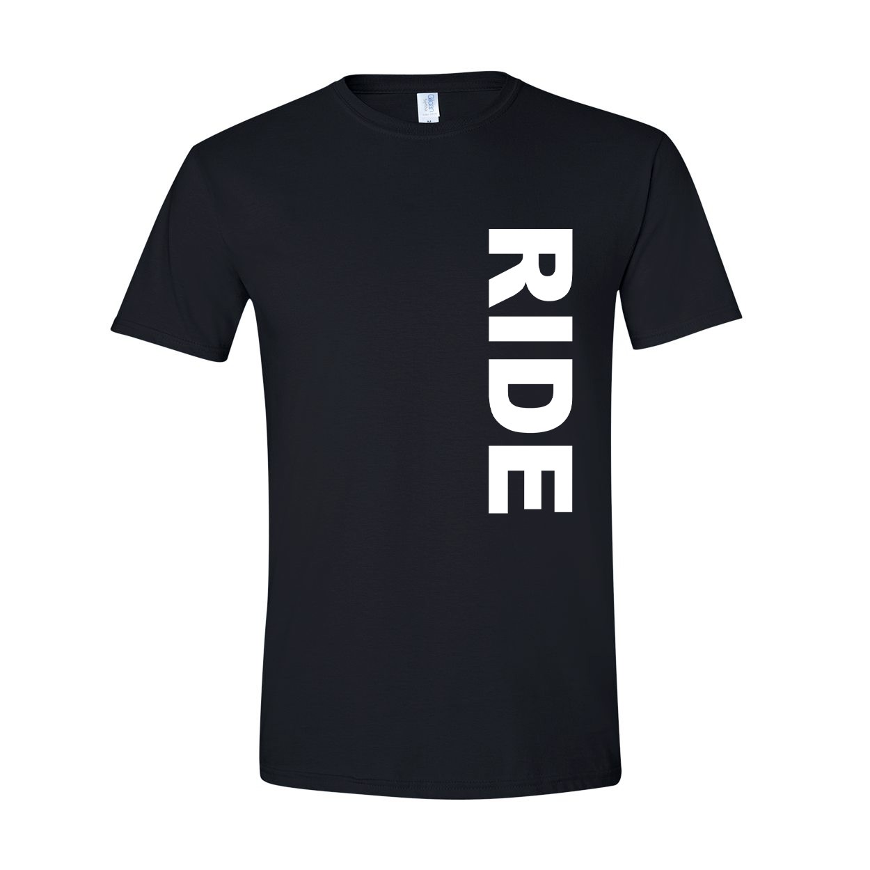 Ride Brand Logo Classic Vertical T-Shirt Black (White Logo)
