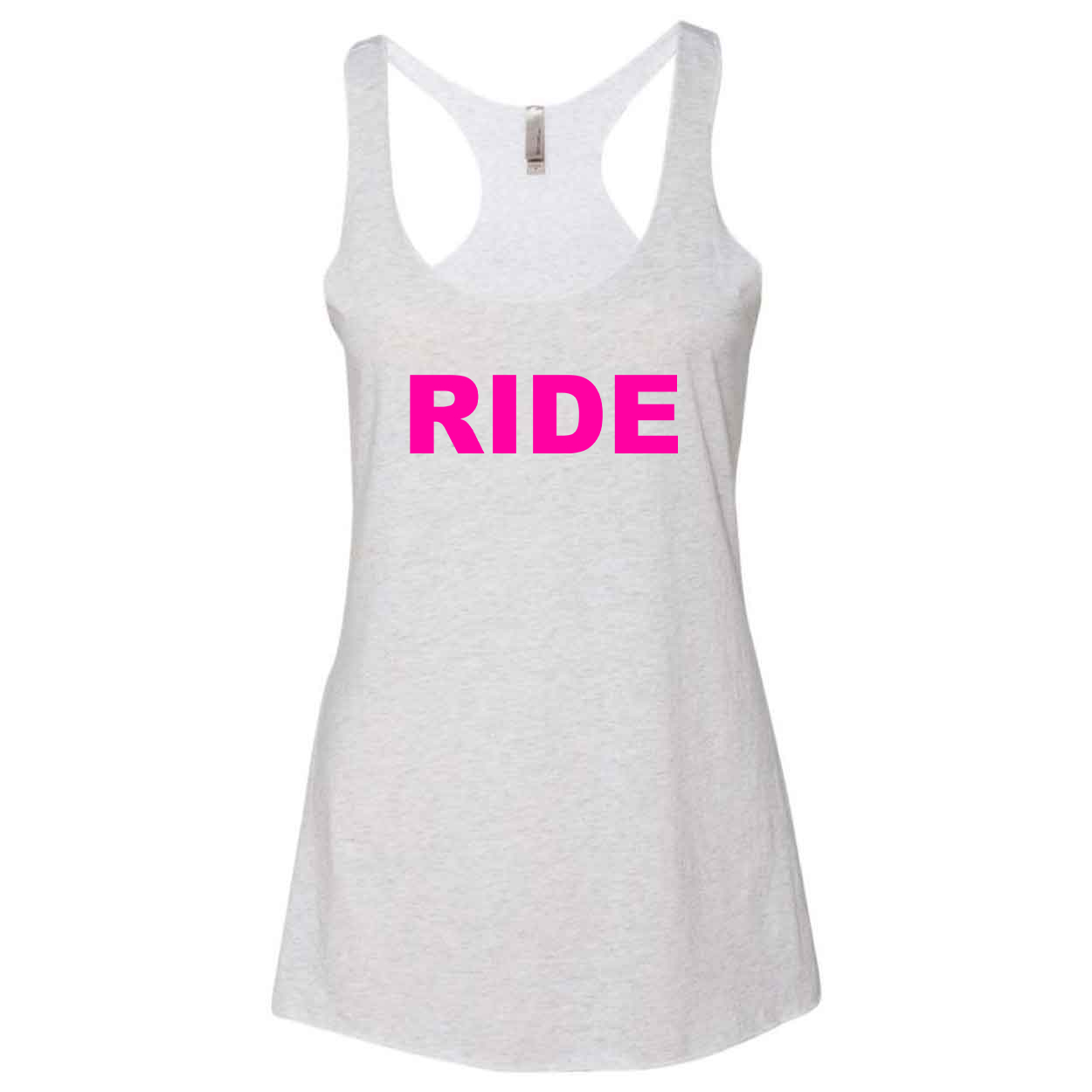 Ride Brand Logo Classic Women's Ultra Thin Tank Top Heather White (Pink Logo)