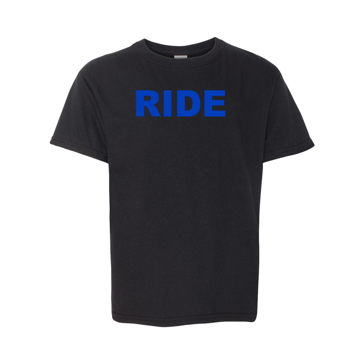 Ride Brand Logo Classic Youth T-Shirt Black (Blue Logo)