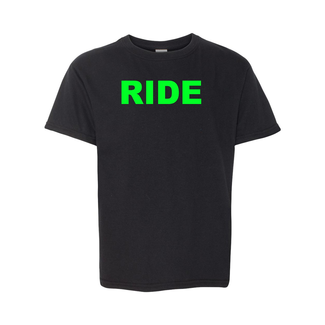 Ride Brand Logo Classic Youth T-Shirt Black (Green Logo)