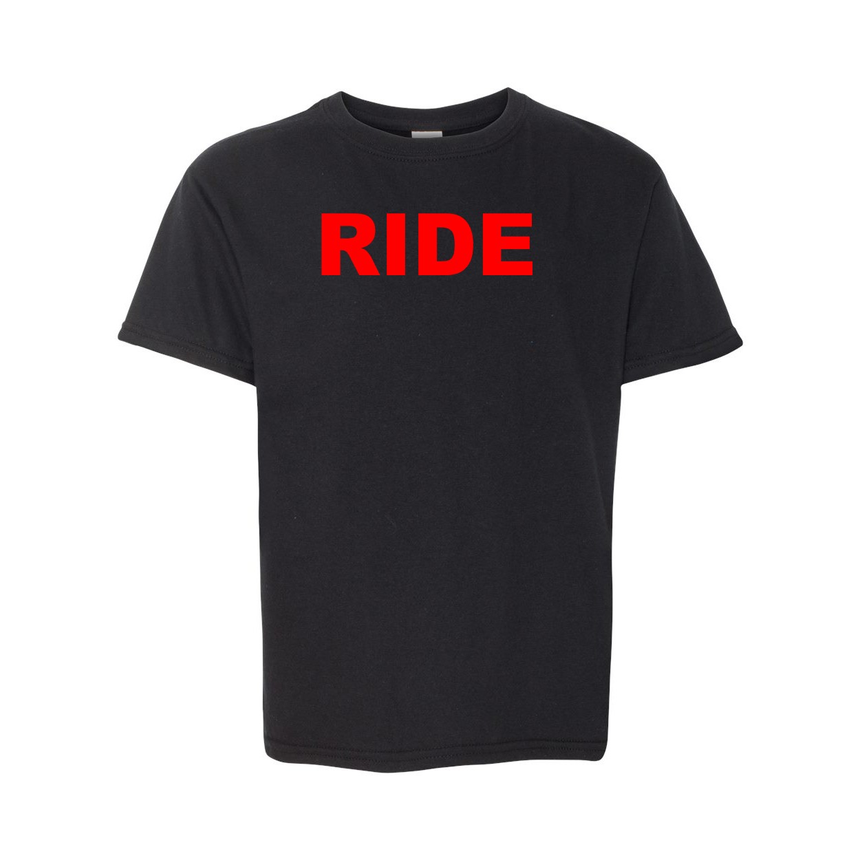 Ride Brand Logo Classic Youth T-Shirt Black (Red Logo)