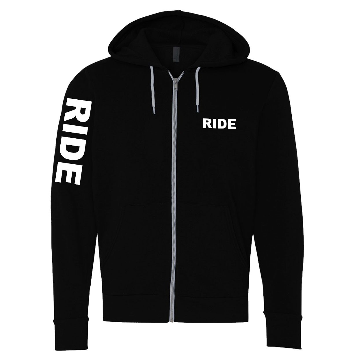 Ride Brand Logo Classic Zip Sweatshirt Black (White Logo)