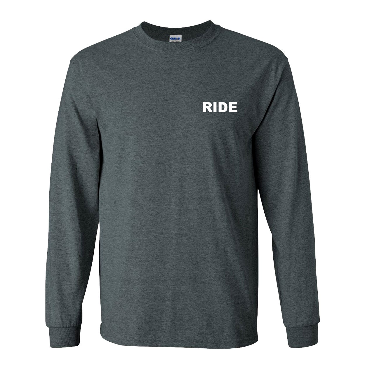 Ride Brand Logo Night Out Long Sleeve T-Shirt Dark Heather Gray (White Logo)
