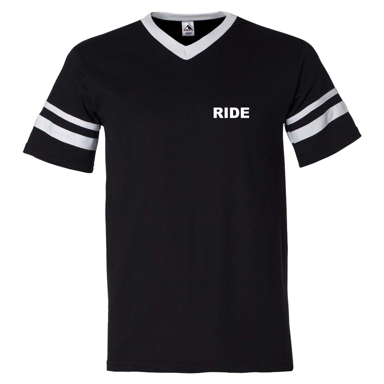 Ride Brand Logo Night Out Premium Striped Jersey T-Shirt Black/White (White Logo)