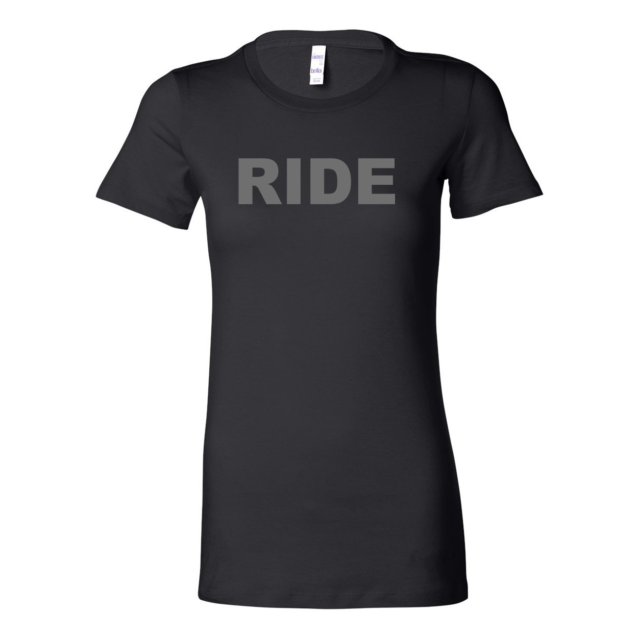 Ride Brand Logo Women's Classic Fitted Tri-Blend T-Shirt Black (Gray Logo)