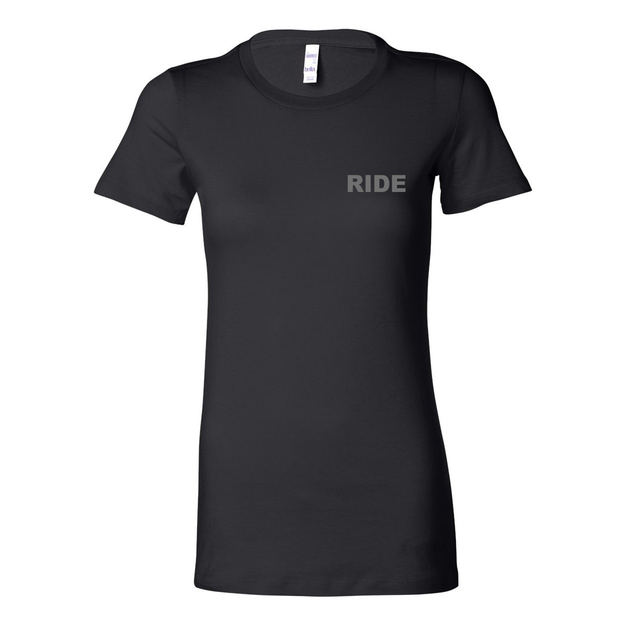 Ride Brand Logo Women's Night Out Fitted Tri-Blend T-Shirt Black (Gray Logo)