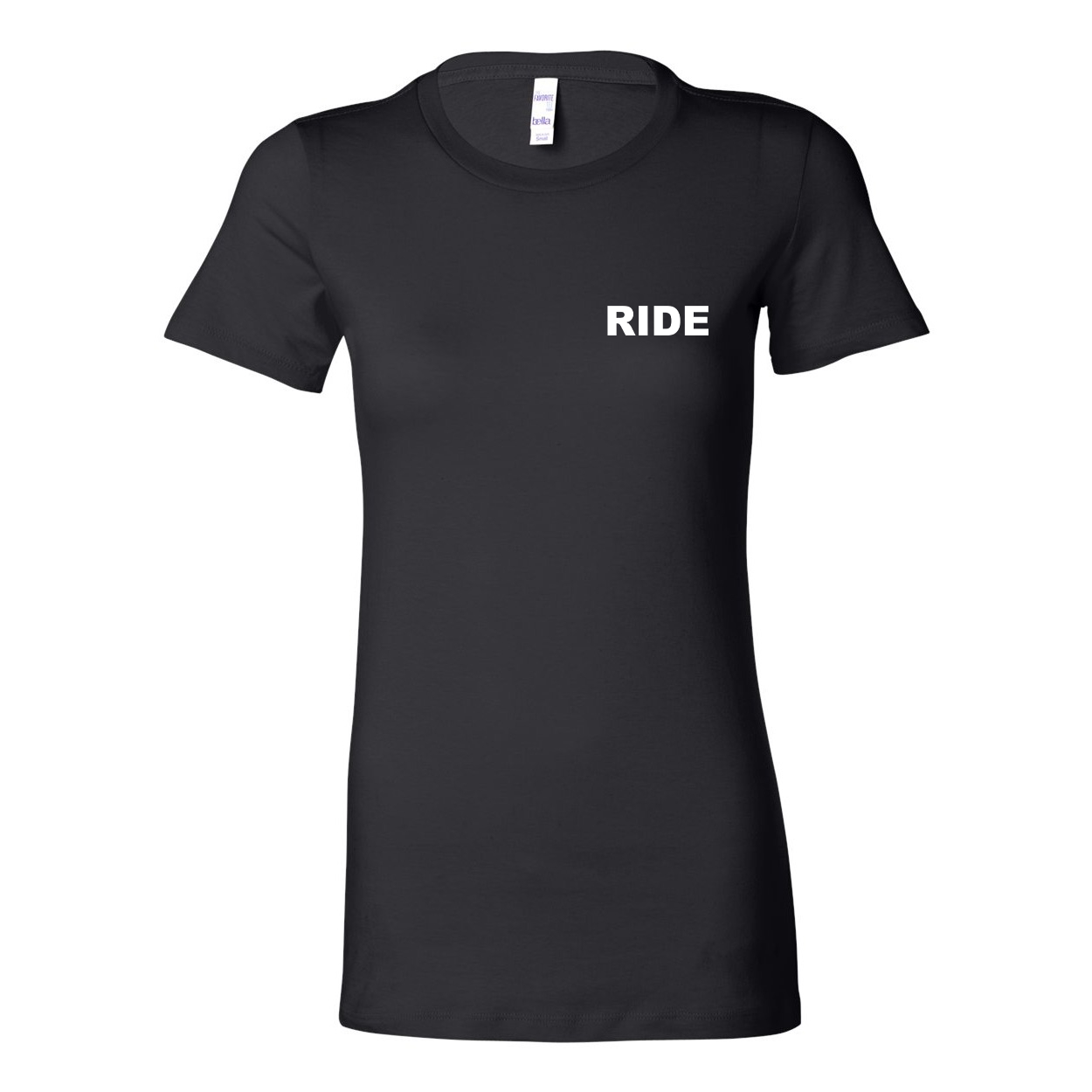 Ride Brand Logo Women's Night Out Fitted Tri-Blend T-Shirt Black (White Logo)